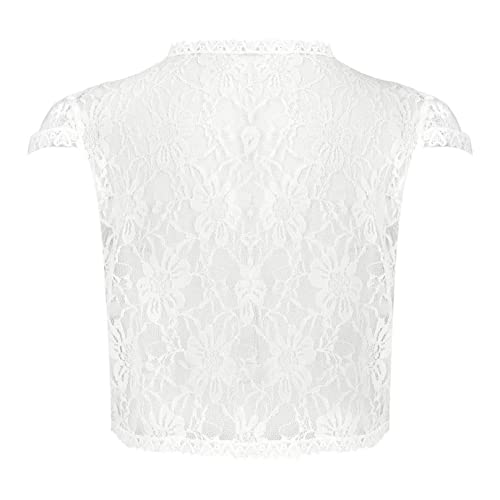 Little Girls Floral Lace Hollow Shrug Cardigan Tops Summer Casual Short Sleeve Bolero Dress Cover Up2