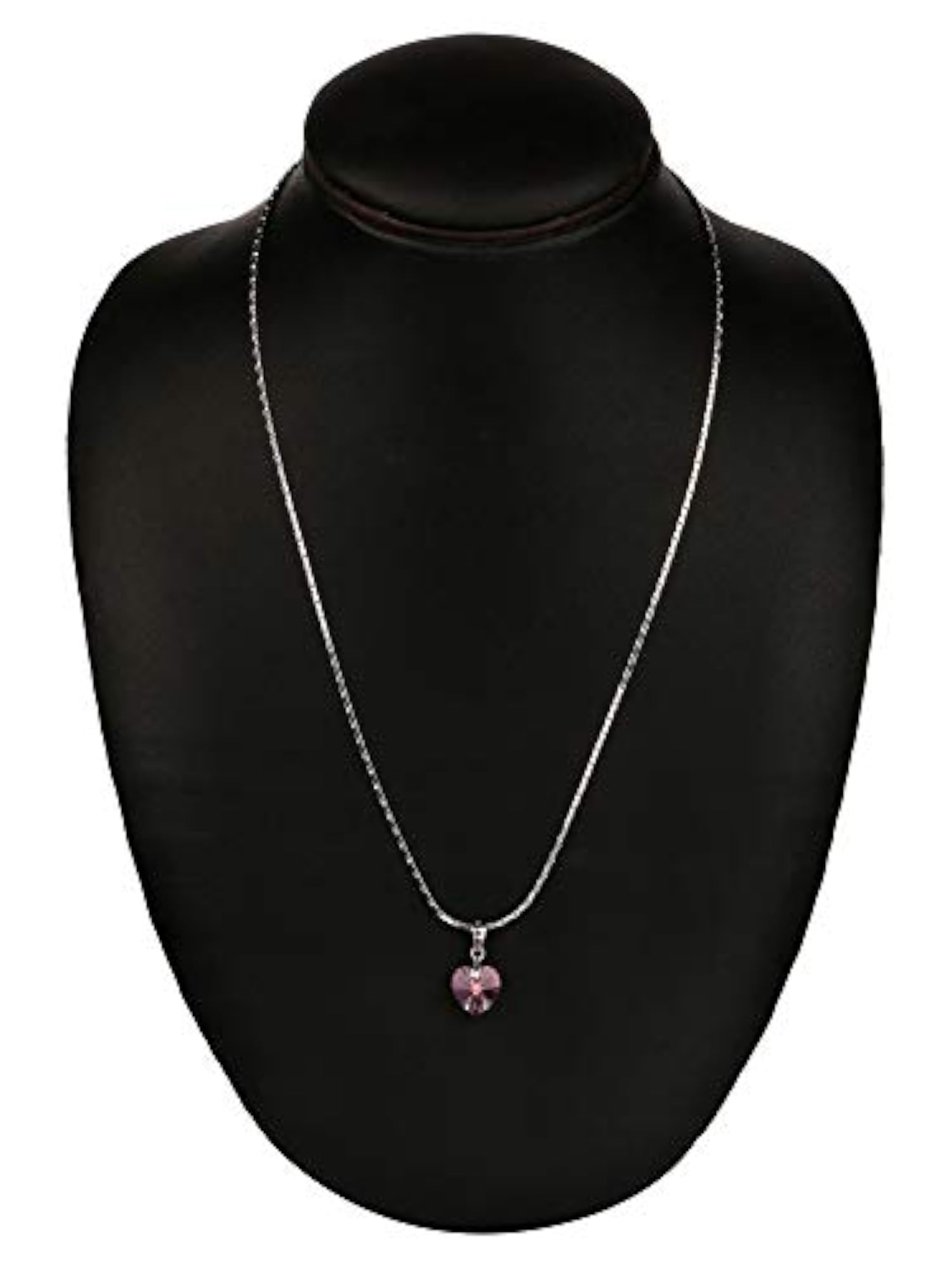 Women's 925 Silver BIS Hallmarked Valentine Heart Pendant Chain, Pink