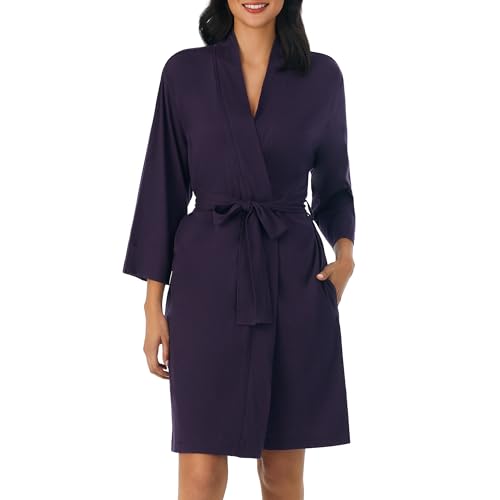 Image of Nautica Womens Soft Robe - Above Knee 3 /4 Length Sleeve Lightweight Robe - Cotton Knit Jersey Sleepwear and Loungewear