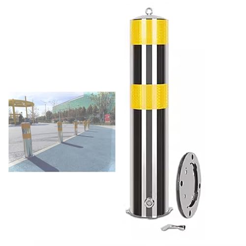 Industrial Steel Bollards, 5 Inch Diameter Steel Pipe Safety Bollard Post, Removable Reflective Tape...
