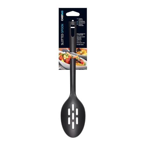Chef Aid Black Nylon Slotted Serving Spoon BPA Free Kitchen Utensil for use with Non-Stick Cookware Ideal for Serving and Draining a Wide Selection of Foods Comes in Black Colour