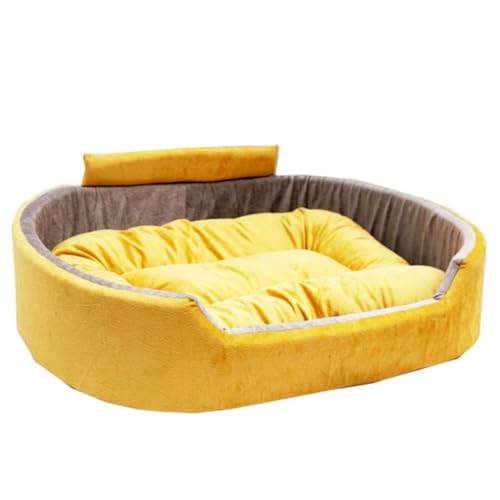 Image of Furry Smile Letest Dog Beds, Dog Sofas & Chair with Collar, Indoor Outdoor Dog beds (3XL, Yellow & Grey)