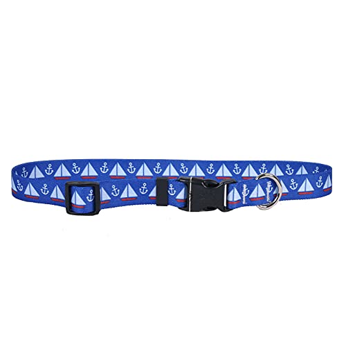 Image of Yellow Dog Design Sailboats and Anchors Dog Collar, X-Small-3 /8 Wide and fits Neck Sizes 8 to 12 inch