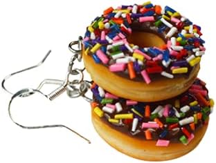 Chocolate Doughnut Dangle Earrings, Polymer clay food jewelry