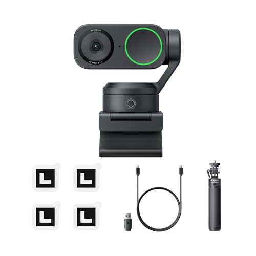 Insta360 Link 2 Tripod Bundle - PTZ 4K Webcam for PC/Mac, 1/2' Sensor, AI Tracking, HDR, AI Noise-Canceling Mic, Gesture Control for Streaming, Video Calls, Gaming, Works with Zoom, Teams, Twitch
