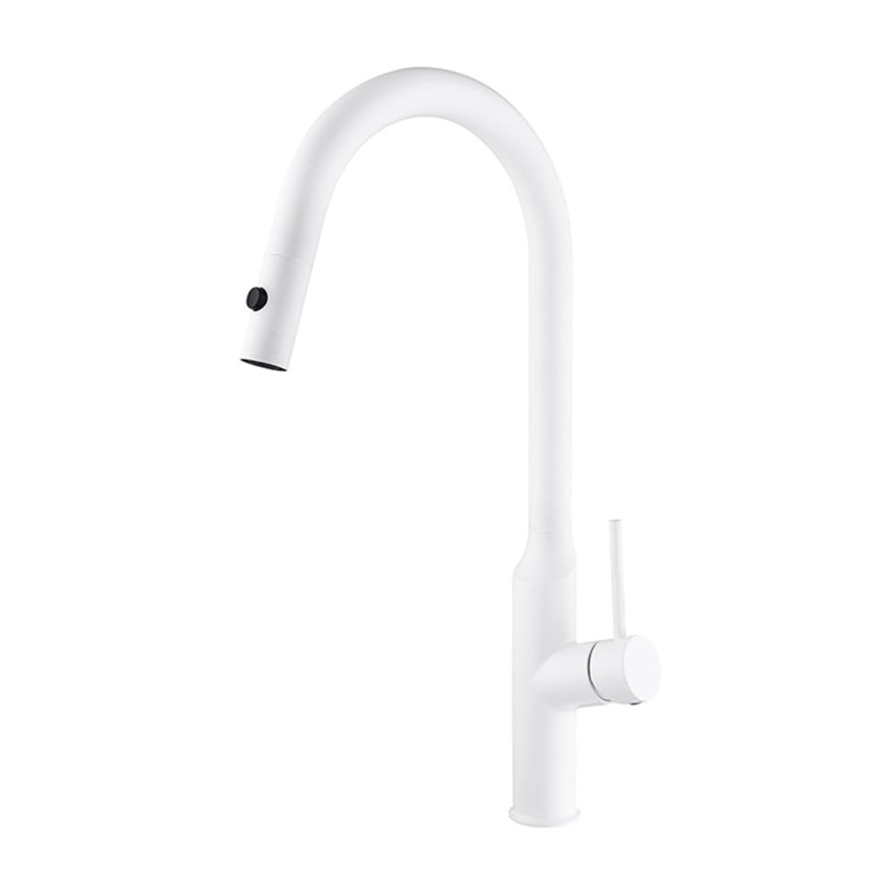 Mitigeur de cuisine extractible blanc avec douchette pour évier moderne