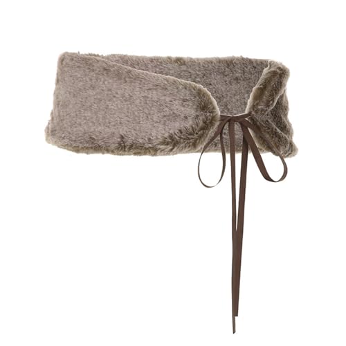 Fuzzy Faux Fur Belt Y2K Streetwear for Women/Girls Lace Up Furry Grunge Belt Trendy Western Wide Waist Belts4