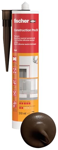 fischer Premium-Bausilikon geruchsarmes Silikon wetterfeste Dichtmasse für Innen & Außen Kartusche für zahlreiche Anwendungen und Baustoffe Langzeitschutz vor Schimmel 310 ml braun