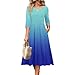 Women's Dress Crewneck A-Line Dress Casual Loose 3/4 Sleeve Sundress Fashion Printed Comfy Flowy Dresses with Pockets