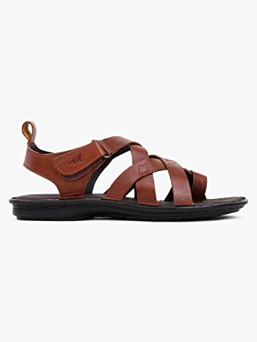 Image of MARDI GRAS Leather Sandals for Men | Casual Sandals with PU Sole & Foam Insole | Adjustable Straps, Breathable Leather Lining