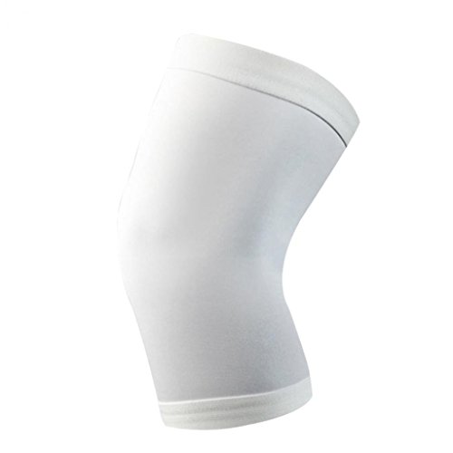 Deportes compresión rodillera apoyo Protector Brace Protector transpirable pierna funda, blanco