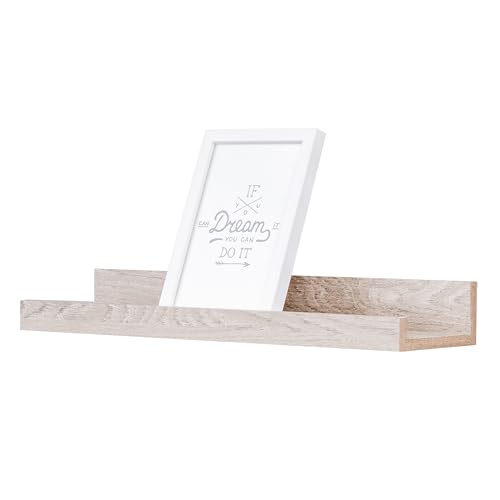 Listón de madera de roble encalado, longitud 40 cm, madera de densidad media, estantería estrecha para colgar cuadros