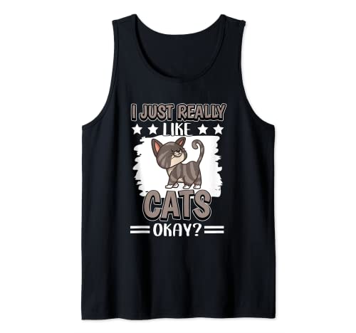 I Just Really Like Cats Okay Cat Tank Top, Black