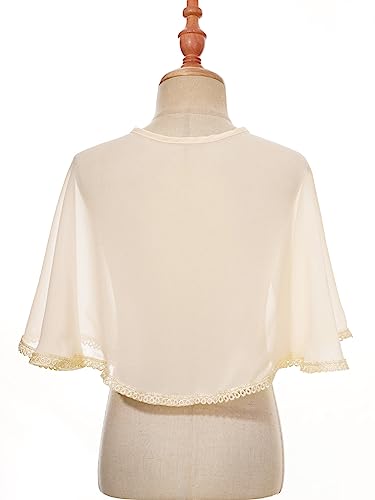 JEATHA Flower Girls Chiffon Bolero Shrug Elegant Cardigan Lace-up Shawl Cape for Wedding Party Dress Cover Up4