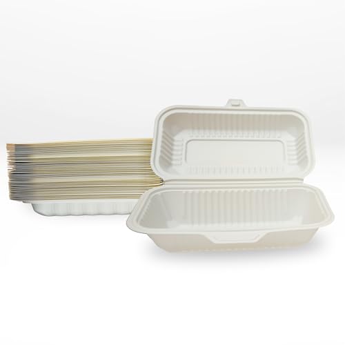 ECOPLANET Compostable Food Containers with Lids | Durable, Biodegradable, and Eco-Friendly (50, Rectangular K1)
