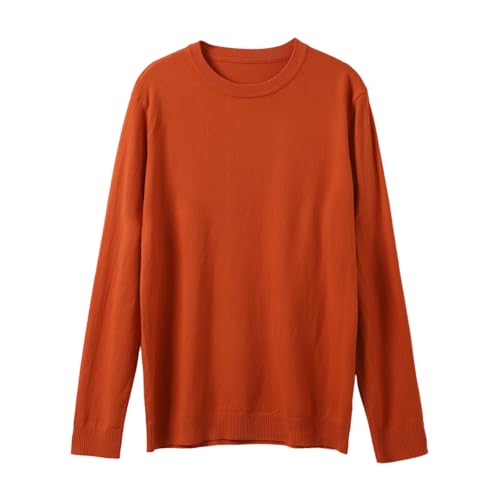 Fxbar Men's Crewneck Sweaters and Pullovers Mens Crewneck Sweater Soft Pullover Sweaters Long Sleeve Knitted Textured Jumper Fall Winter Outwear, Orange-b, Medium2