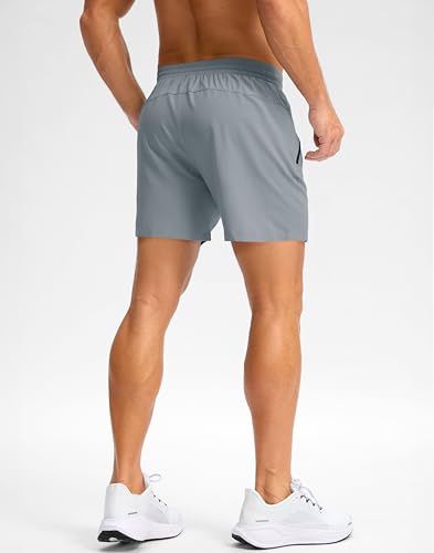 Image of Pudolla Men's Running Gym Shorts with Zipper Pockets 5 inch /7 inch / Lightweight Quick Dry Running Workout Athletic Short