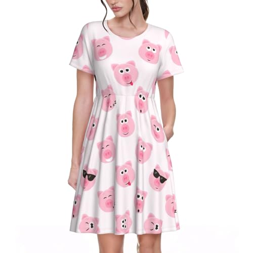 Robe d'été cochon rose avec poches idéale pour vos balades ensoleillées de vacances