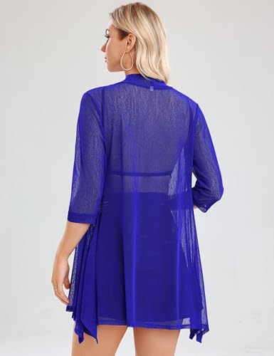 Image of iClosam Women Casual 3 /4 Sleeve Sheer Open Front Cardigan Sweater Kimono