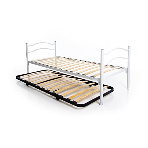 DOLCI SOGNI Rete Ortopedica, Letto Singolo con Secondo Letto Estraibile Indipendente A Scomparsa, per Bambini, Letto Doppio Pieghevole, 100% Made In Italy