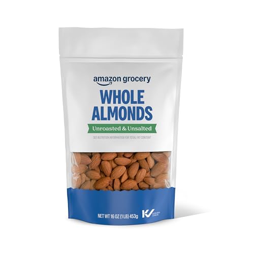 Amazon Brand - Happy Belly Whole Raw Almonds, 16 Ounce