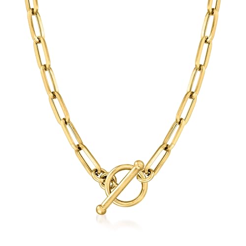Pure Collection by Ross-Simons 4mm 14kt Yellow Gold Paper Clip Link Toggle Necklace