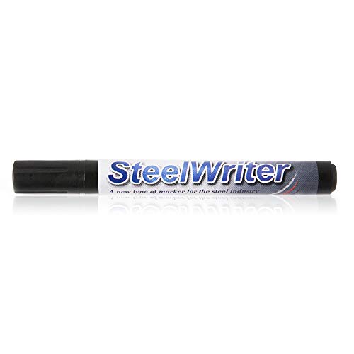 Steelwriter Marker Pen - Black - For Drawing on Steel and other Metals, Wet Erase Removable
