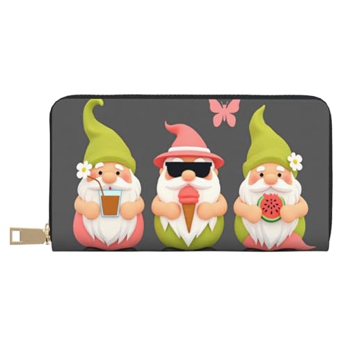 Cute Colorful Gnomes-C Print Wallet Women, Leather Bifold Multi Card Wallet, Long Purse Women's Wallets