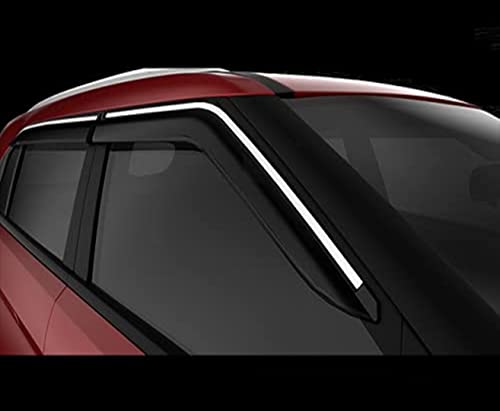 ModifyStyle Unbreakable Chrome line Door Visor/Wind Deflector/Rain Guard Compatible for Toyota Urban Cruiser (2020 to Present) (Set of 4pc)