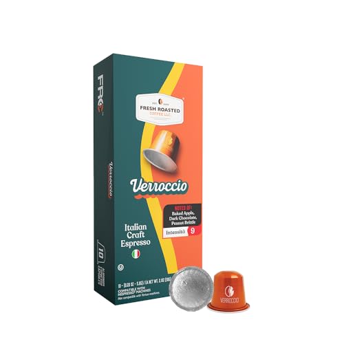 Image of Fresh Roasted Coffee, Verroccio Italian Craft Espresso Capsules for Nespresso OriginalLine, Intensity 9, Kosher, 10 Recyclable Aluminum Capsules