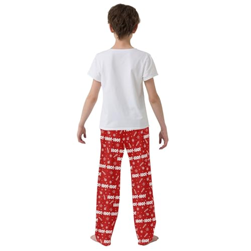 Santa Laugh Snowflakes Boys Long Pants Soft Trousers Elastic Waist Kids Lounge Bottoms with Pockets S-XL3