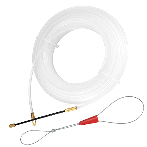 Tire Fils Electrique Aiguille Nylon avec Tête Flexible de Guidage, Oeuillet de Tirage Aide Tirage Câbles, Conduits Vides Ø4 mm, 30m Transparent