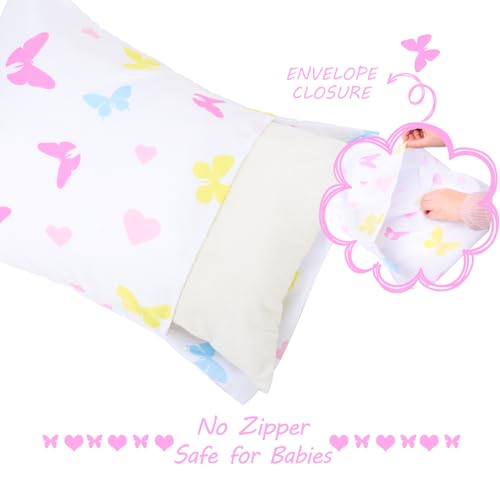 Image of UOMNY Toddler Pillowcases for Girls 13X18 12x16 14x19 Butterfly Baby Pillow Case 2 Pack Small Pillow Covers for Travel Pillow Purple White