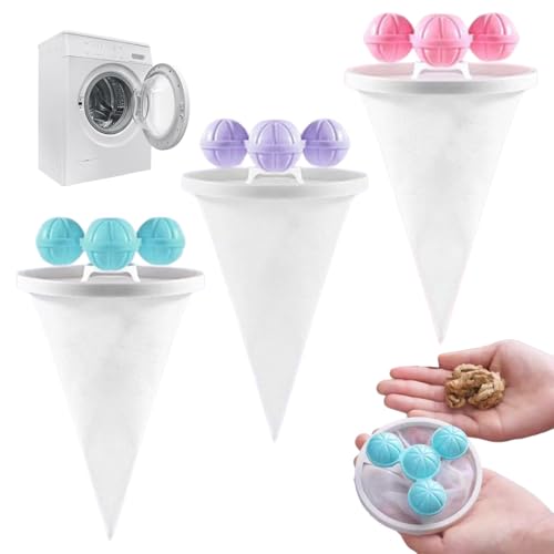 YAYNO Lot de 3 Récupérateur de Poils d'Animaux Réutilisable Sacs Filtrants pour Machine à Laver Attrape Poils Machine a Laver, Enlever les Poils D'animaux...