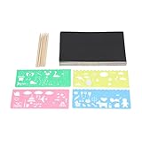 QWUUYEC Scratch Paper Set for Kids, 50 Pieces with Bamboo Styluses and Templates - Easy DIY Activity, Portable and Durable, Creative Handicraft Toy