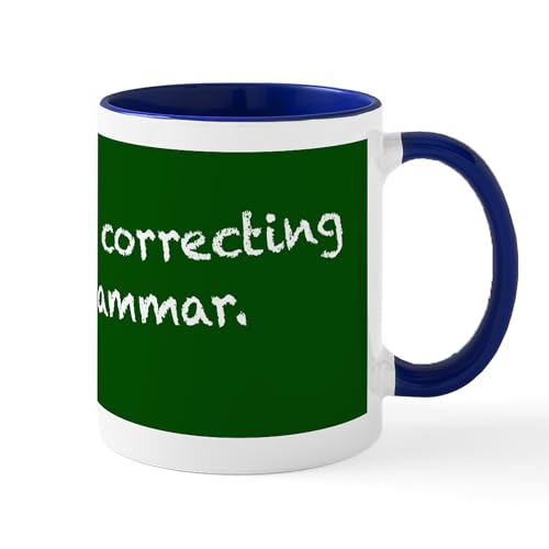 Taza de cerámica blanca y azul marino 11 oz miniatura 1