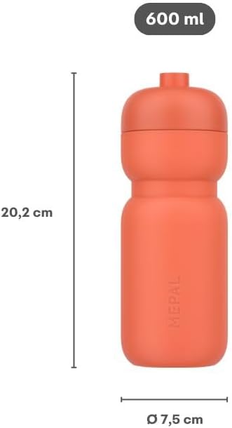 Mepal - Squeeze Sport water bottle - Leak-proof closure - Squeeze for drinking - Durable, soft material - Water bottle - 600 ml - Graphite black