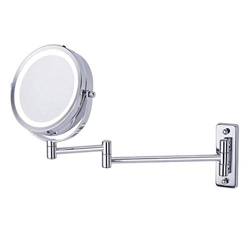 Miroir LED salle de bain rond 6 pouces grossissement 5X et bras extensible