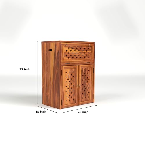 Image of Solid Wooden Inverter Battery Cabinet | Single Battery Box | Wooden Inverter Battery Cabinet | Battery Box | Sheesham Wood, Standard (Natural Finish)