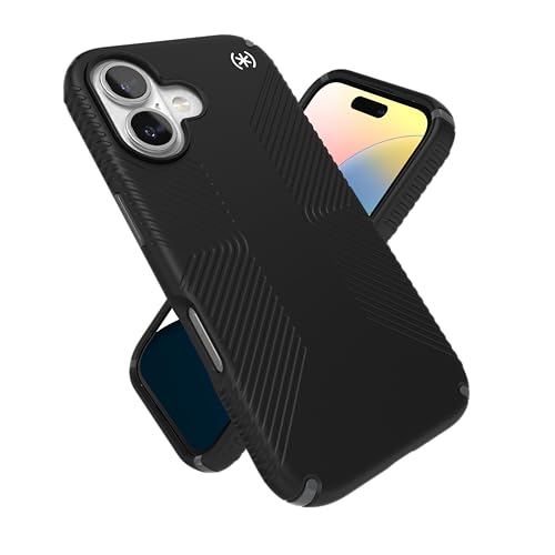 Image of Speck Black iPhone 16 Case - Slim Phone Case iPhone 16 - iPhone 16 Phone Case - Presidio 2 Grip - Black /Slate
