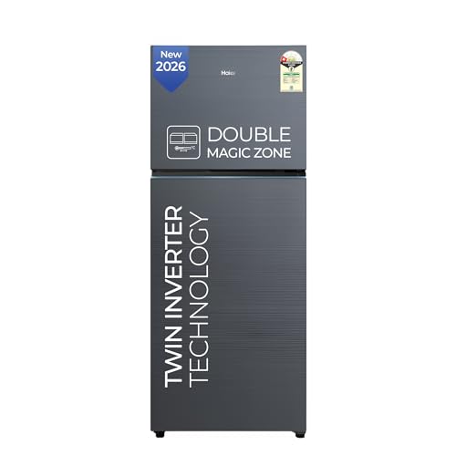 Image of Haier 475 L 1 Star Frost Free Twin Inverter Double Door Refrigerator with Solar Connect for Power Backup & Dual Magic Zone for Flexible Storage (HRF-5251BGKA-N, Graphite Black, 2026 Model)