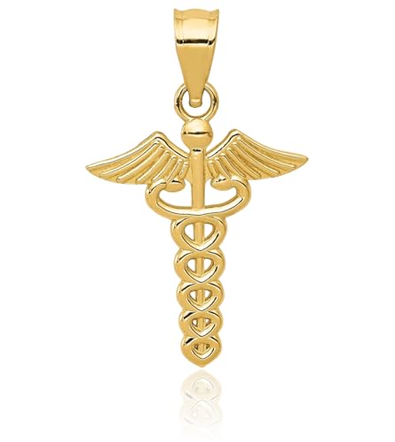 IceCarats 14K Iona Caduceus Pendant