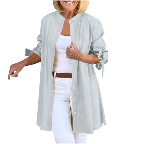 Oplxuo Womens Lightweight Cardigan Button Down Classic Long Sleeve Shirts Casual Loose Fall Tops Cotton Cardigans Outerwear