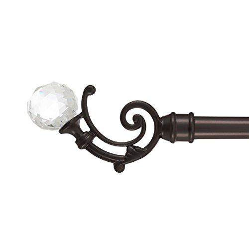 Curtain Rod with Mounting Hardware and Decorative Crystal Ball Finials for Home Décor