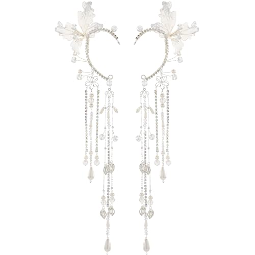 FRESHME Elf Ear Cuffs Floral - Flower Fairy Ear Cuffs Non Piercing Elven Ear Clips Renaissance Accessories for Women Adults