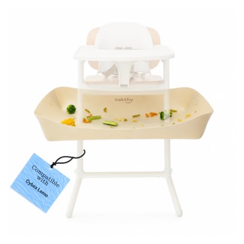 CATCHY -Food Catcher- Compatible with Cybex Lemo High Chair +12 Other High Chairs -Highchair Sold Separately- Baby &amp; Toddler Food &amp; Mess Catcher -Premium Linen Inspired- Under High Chair Accessory