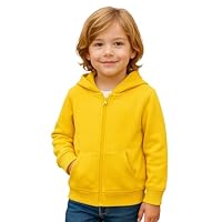 HILEELANG Kids Unisex Kids Boy Girl Zip-Up Hoodie Sweatshirt with Kangaroo Pocket Yellow Cotton Hooded Spring Fall Jacket Lightweight Outwear 7-8 Years