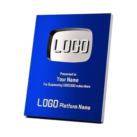 XDGJTBFMY Custom YouTube Play Button Display Acrylic Plaque,Personalization on Your own Creator Award, Personalized Social Media Sign for Creators Subscriber (Blue) Cover