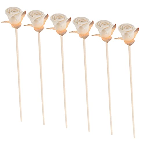 DOITOOL 6pcs Diffuser Sticks Preserved Rose Flowers for Fragrance Decorative Scented Diffuser Accessory