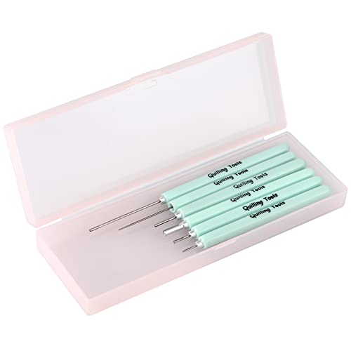 MDLUU Ferramentas de quilling de papel com estojo de armazenamento, 5 ferramentas de quilling com fenda, 1 caneta de agulha para quilling de papel, projeto de fabricação de cartões DIY